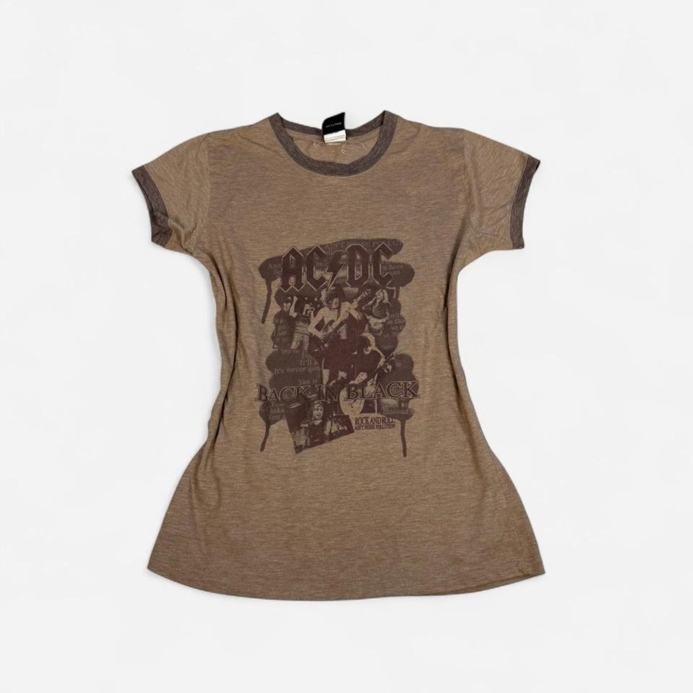 Vintage y2k AC/DC brown band short sleeve baby tee